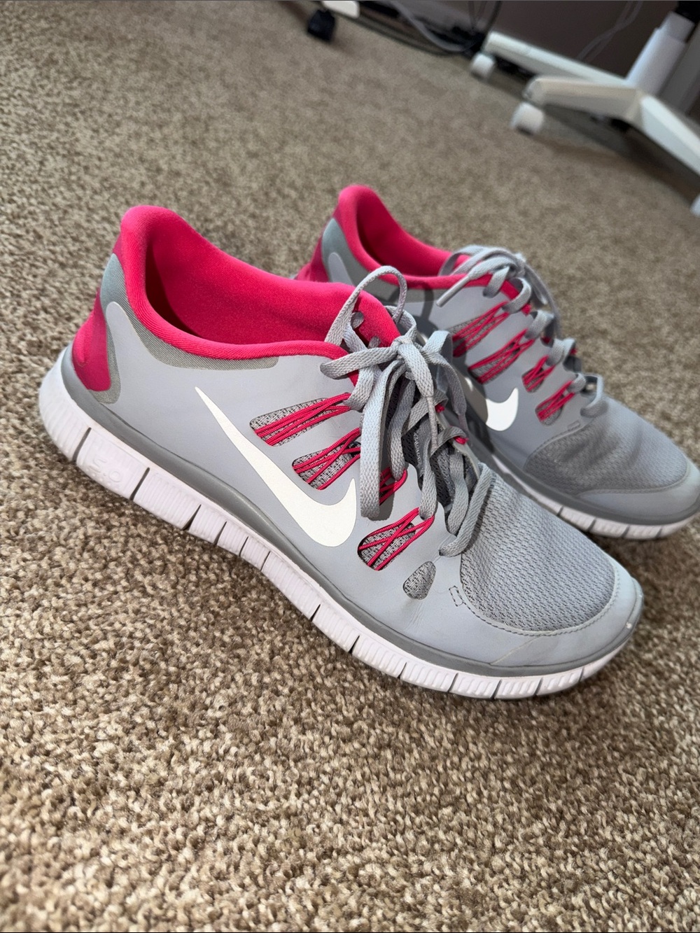 Nike Gray and Hot Pink Women's Athletic Running Shoes